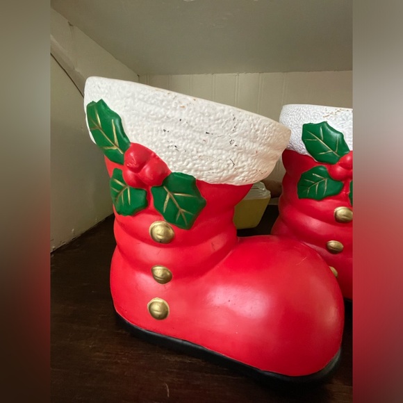 Vintage Kitschy Christmas Santa Boot Planter Set❤️🎄🌿 - Picture 9 of 15